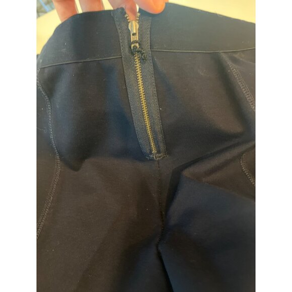 Womens Navy Blue Slim Fit Trousers With Back Zipper Closure - Picture 9 of 10